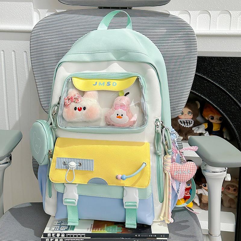 Schoolbag Student Schoolbag Korean Version Two-dimensional Girl Pain Bag Light Junior High School Students Class Backpack High Value