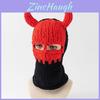 Handcrafted Demon Knit Hat With Thick Warm Fleece Face Mask For Winter Streetwear Fans
