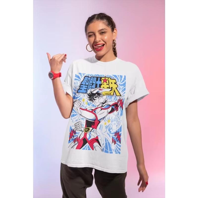 Summer Saint Seiya Dragon Shiryu Twelve Zodiac Knight Anime Mens Tshirt Soft Tshirt Super Large Clothing Y2k Top Men