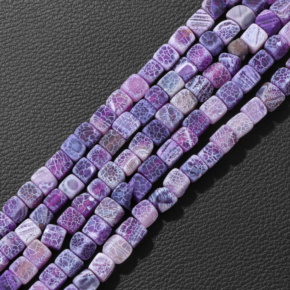 Natural Stone Square Cube Agates Beads Charm Loose Spacer Beads 6-8mm Jewelry Making Accessories Beadwork DIY Necklace Bracelets