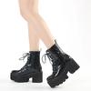 Fashion Women Shoes Boots Black Dark Cool Thick Bottom Platform Harajuku Shoes With Metal Chain Gothic Punk Girls Shoes Footwear