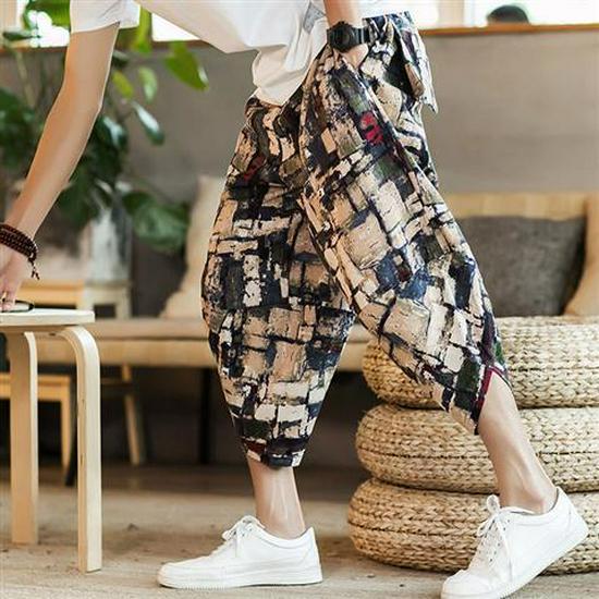 

Мужские летние льняные повседневные пляжные шорты в китайском стиле с 7 точками L (105-120 jin)