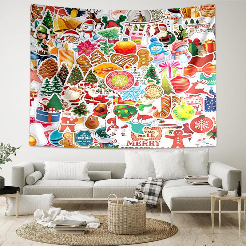 Christmas Print Tapestry, Backdrop, Easy Setup, Ideal for Bedroom, Office & Living Room, with Aesthetic Wall Hanging Decor.