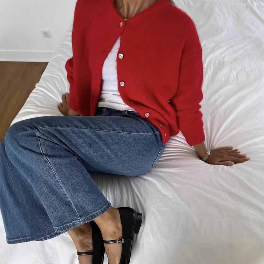 Soft Knitted Cardigan Women's Retro Button Gray Wool Sweater Jacket