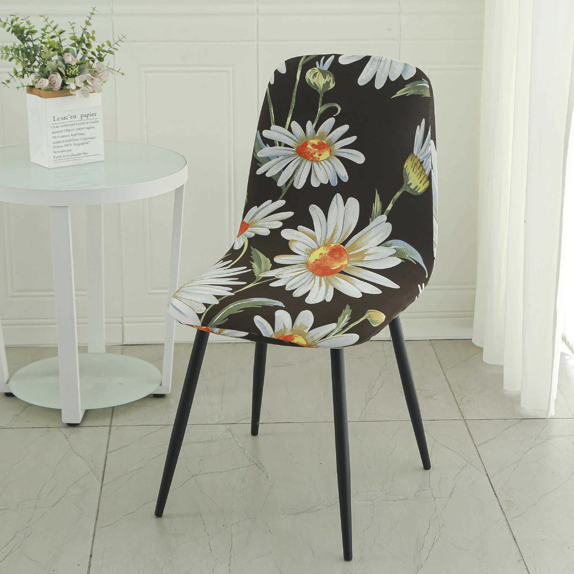 

Эластичный чехол для стула, полный комплект чехлов для обеденного стола и стульев, универсальный чехол для табурета, чехол для стула Four Seasons Elastic Nordic Dining Chair 48*45*40cm