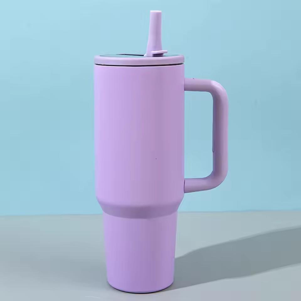 40 Oz Insulated Tumbler with Handle Straw Double Wall Vacuum Leakproof Thermal Iced Travel Mug Hot Drink Coffee Cup with Lid