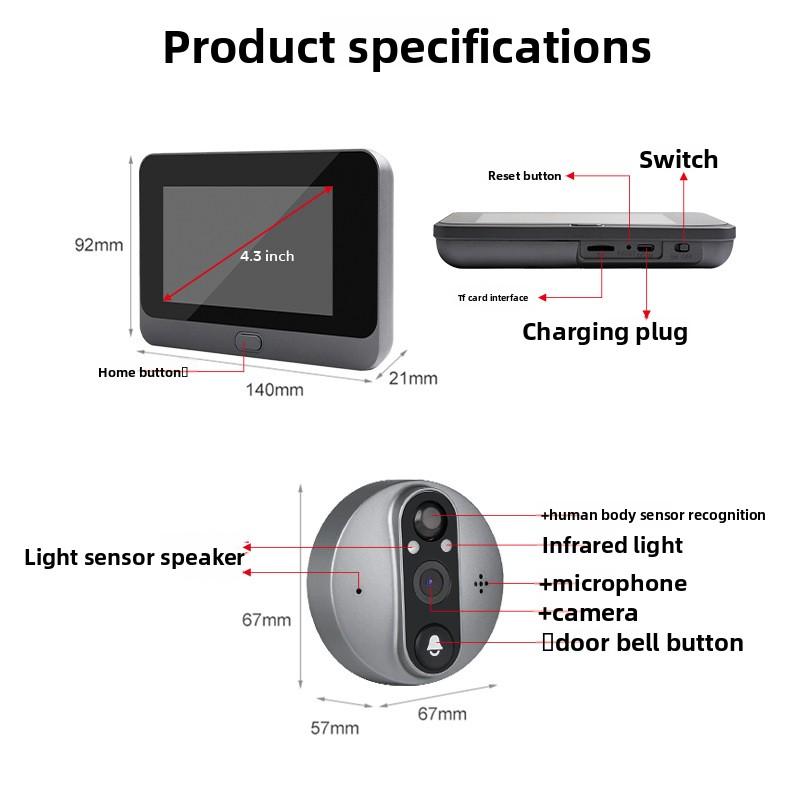 QR-039 1080P HD Wireless Visual Intercom Doorbell with 160 Wide-angle Lens Two-way Audio Wi-Fi Connectivity Night Vision