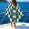 Green Football Club Emblem Printed Beach Towel, Super Soft Microfiber, Perfect Gift Birthday, for Pool, Beach, Travel, for family and friends