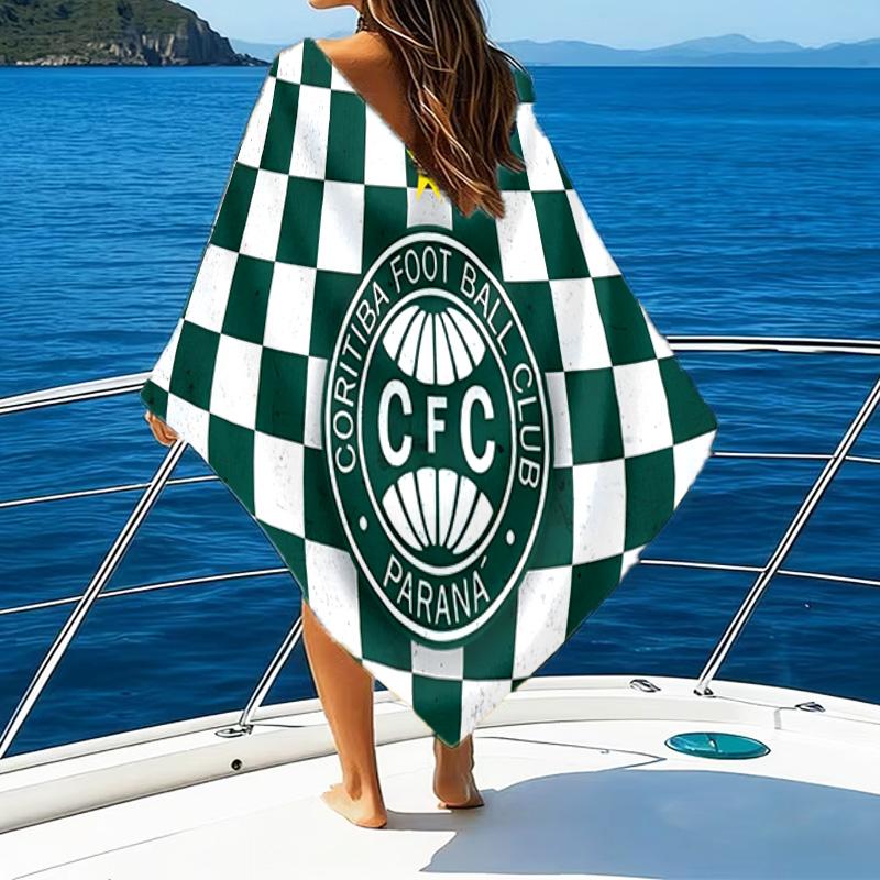 Green Football Club Emblem Printed Beach Towel, Super Soft Microfiber, Perfect Gift Birthday, for Pool, Beach, Travel, for family and friends