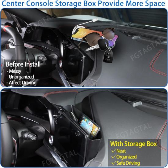 Center Console Storage Box Compatible With Chevrolet Corvette C8 -2025, ABS Navigation Screen Rear Storage Tray Organizer, Auto Interior Accessories