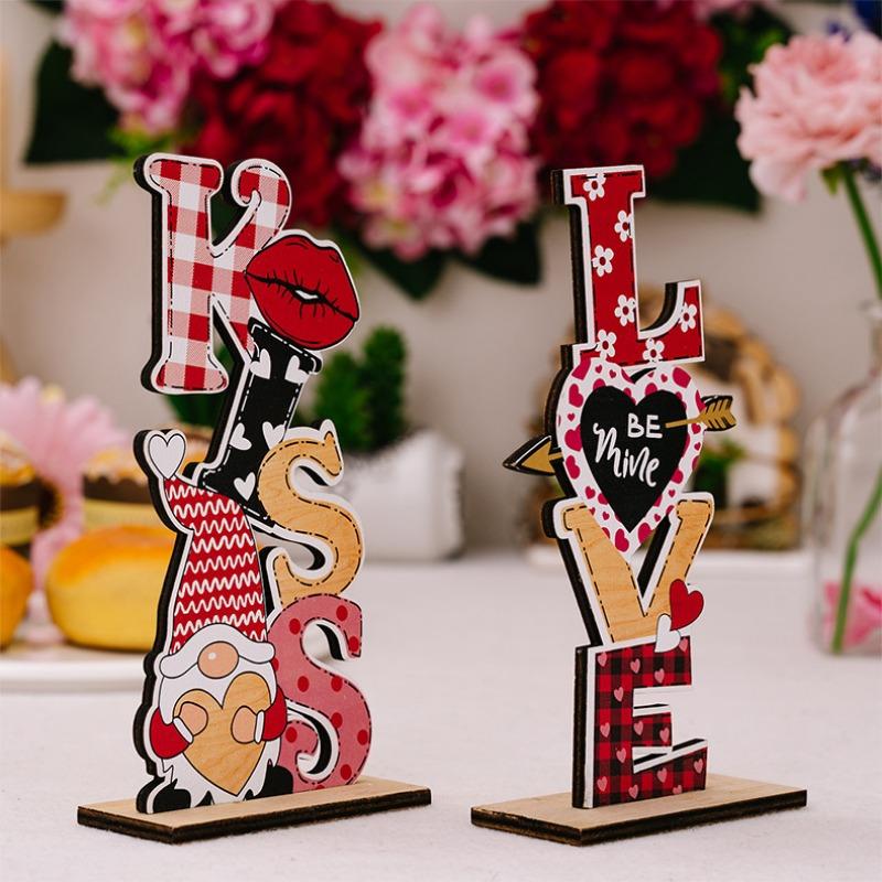 1PC hot-selling Valentine's Day decorative products Wooden Valentine's Day ornaments LOVE atmosphere dress up table
