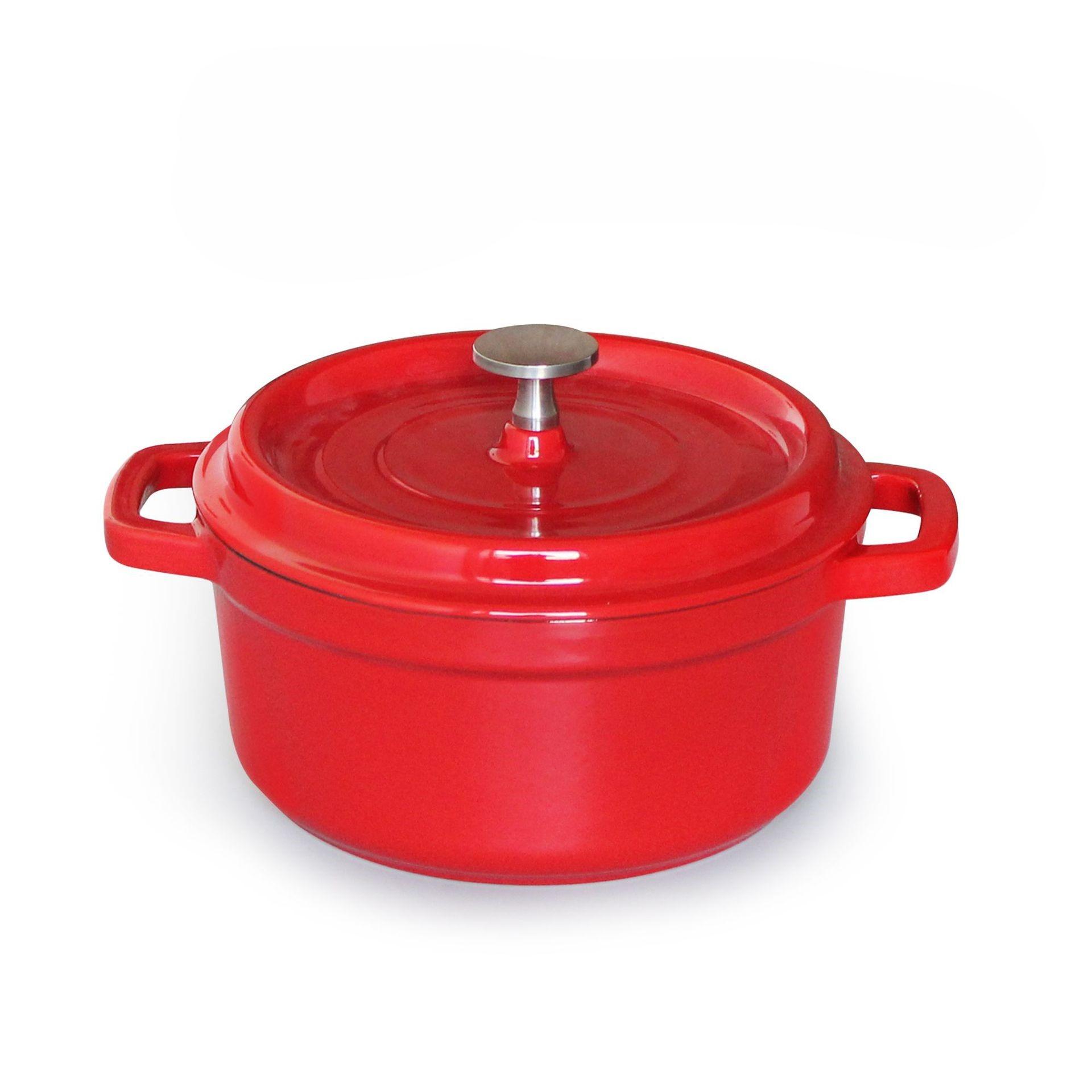 Factory Wholesale Cast Iron Deep Pot Dutch Oven Cast Iron Cooking Enamel Soup Pot Cookware Creative Casserole Pot Kitchenware (Red, 5L&16cm)