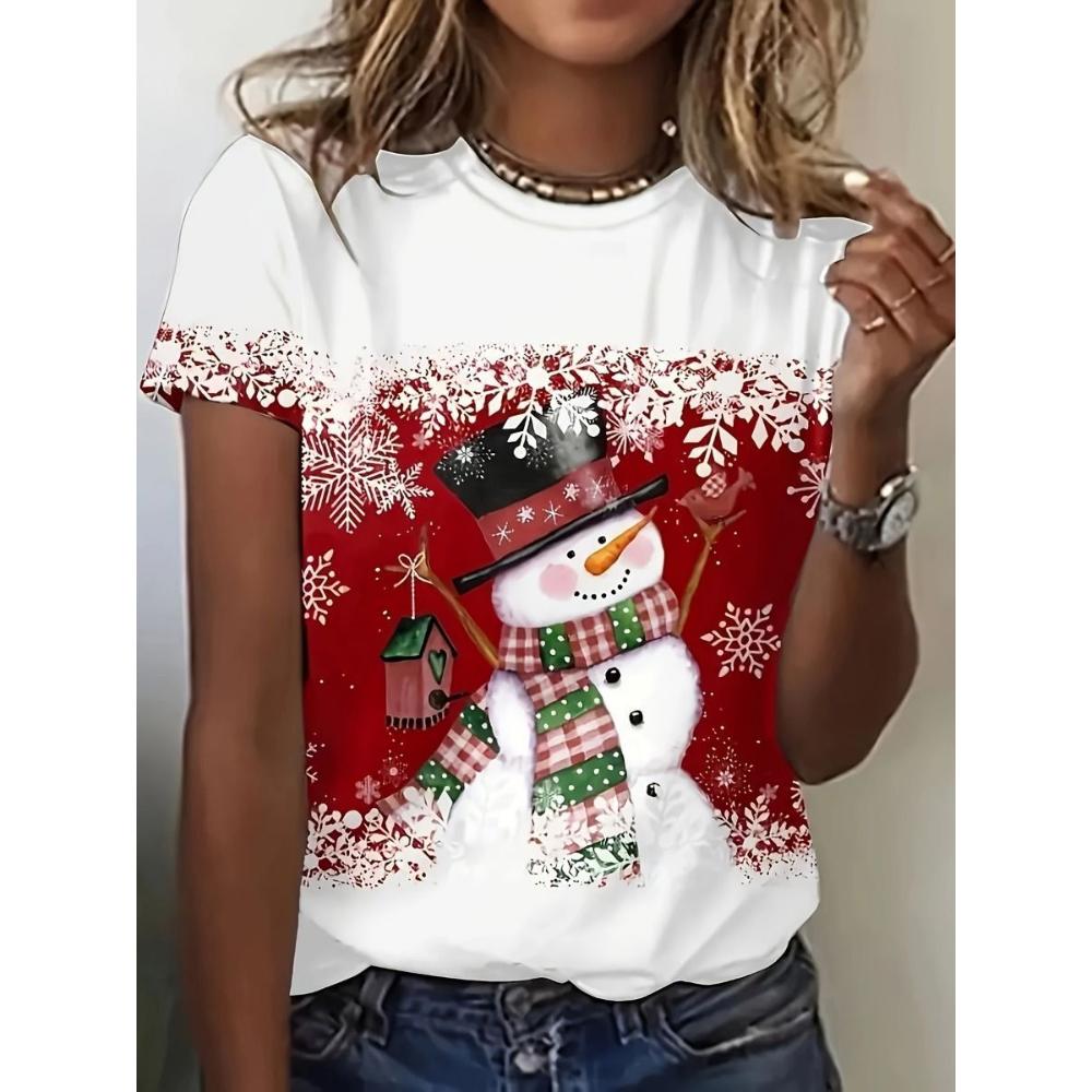 Stylish Comfortable Loose Round Neck Print Short Sleeve Daily T-Shirts Women’s