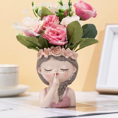 Creative Cute Girl Vase Resin Ornaments Home Gardening Home Living Room Porch Decoration Home Decoration Bonsai