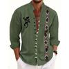 Men S Long Sleeve Chinese Style Button Placket Printed Shirt