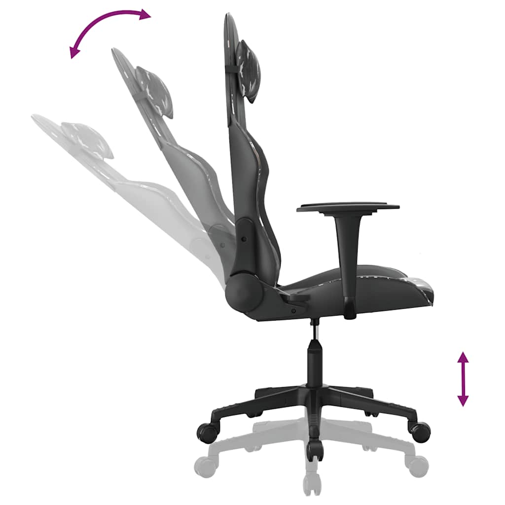 Gaming Chair with Massage Function Black and Camouflage Artificial Leather