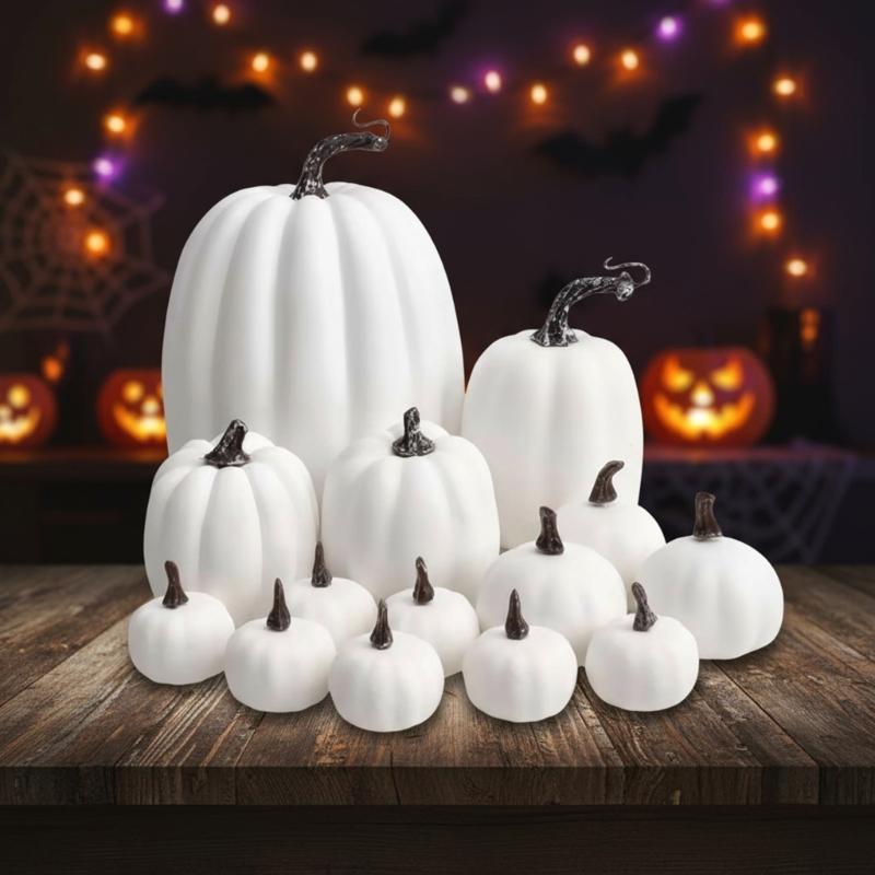 Halloween Artificial Pumpkins Set Of 14Pieces Durable User Friendly Materials For Tabletop Porch Decors