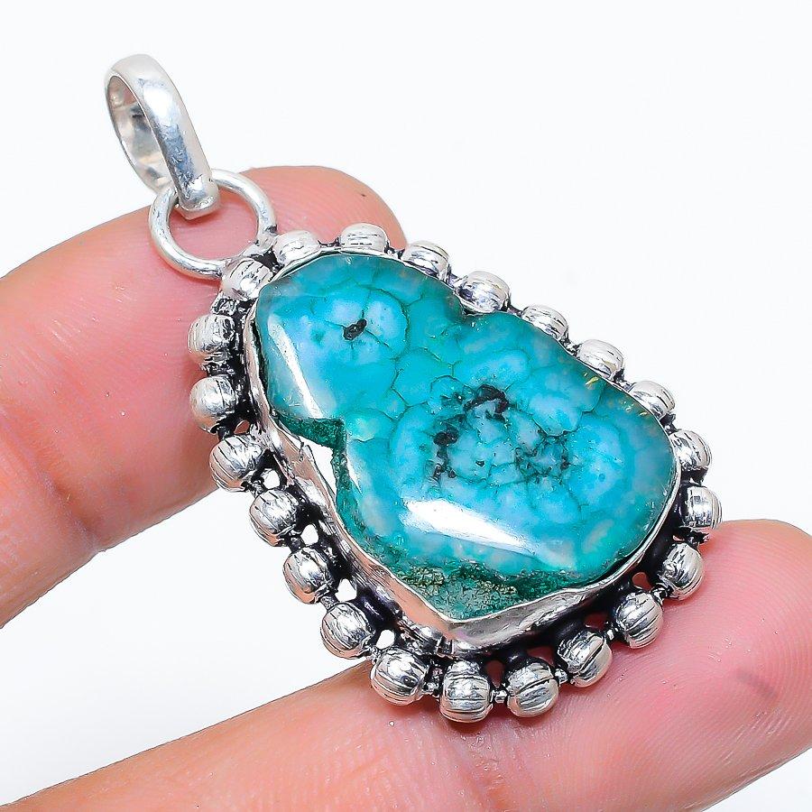 

Natural Green Solar Quartz Gemstone 925 Sterling Silver Pendant 1.77 L0J57