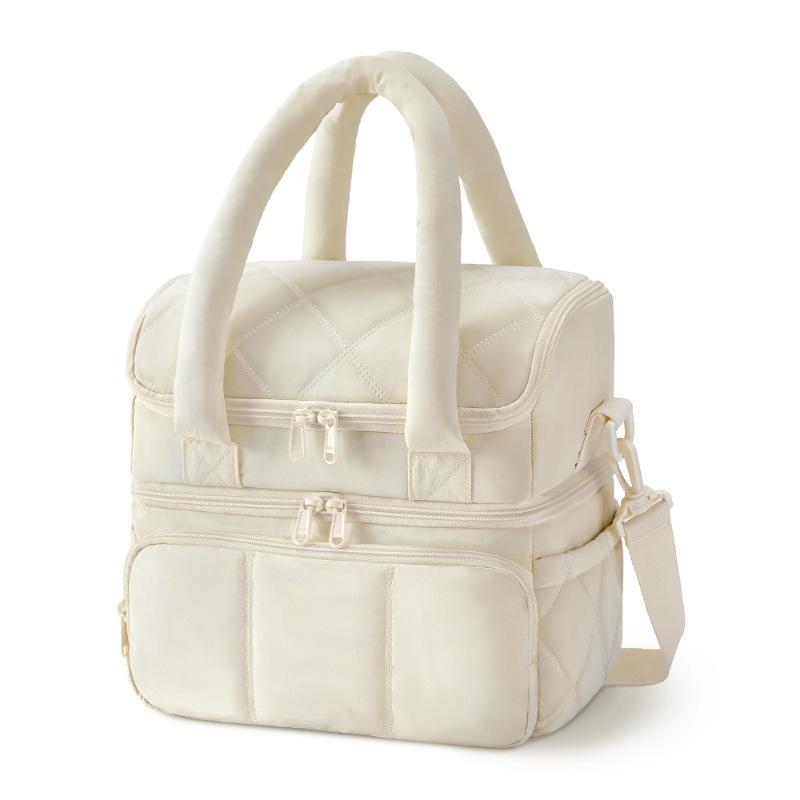 -Border New Double-Layer Women's Lunch Bag Handheld Dirt-Resistant Bento Bag Outdoor Camping Picnic Bag Leak-Proof Ice Bag