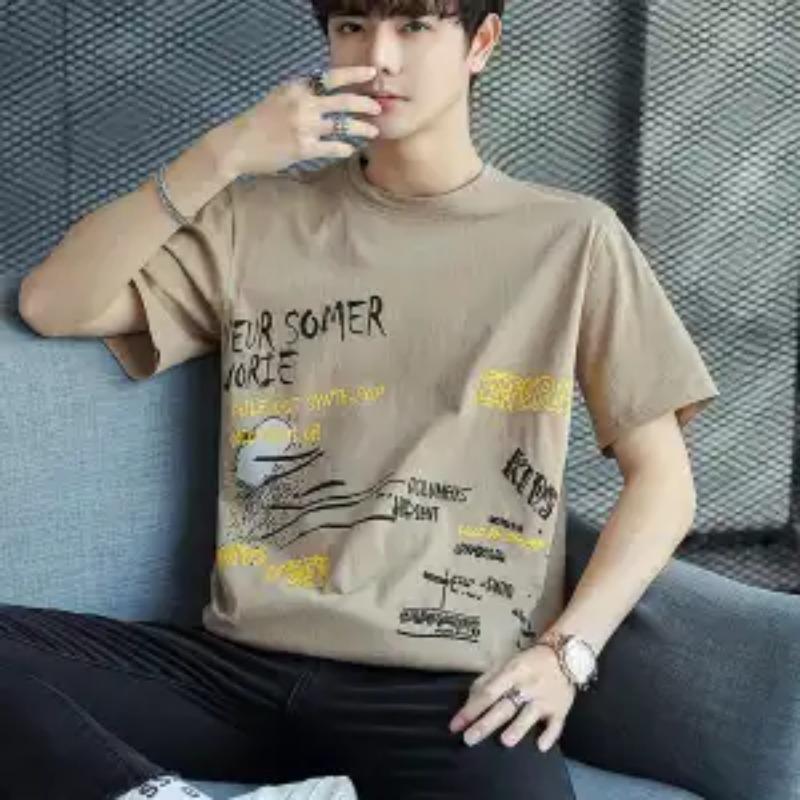 Men's Clothing Loose Thin Spring Summer Printing Simplicity Round Neck Handsome Pullovers Young Style Short Sleeve T-Shirts