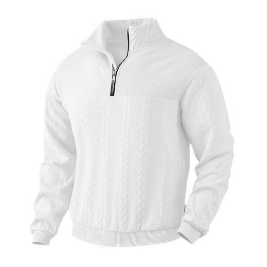 Herre Forår Vinter Sweater Ensfarvet Lange Ærmer Strikket Tyk Elastisk Smal Pasform Høj Krave Lynlås Pullover Sweatshirt til Daglig Brug