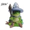 Compact Halloween Desk Sculpture Witch Frog Ornaments, Resin Magic Wizard Figurine, Micro-landscape Miniature Cute Fantasy Mini Statue for Home