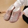 The First Layer of Cowhide Muffin Sole Heightening Women's Shoes Casual Leather Hollow Women's Slippers Breathable and Comfortable Hole Shoes