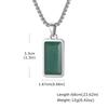 Green Natural Stone Dog Tag Necklace for Men,Stainless Steel Green Dongling Stone Square Pendant Necklace Gift