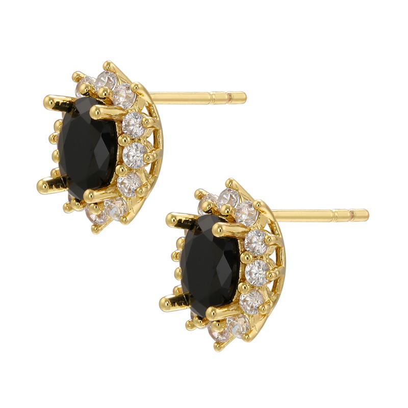 ZHUKOU oval stud earrings for women Multicolor Cubic Zirconia Piercing earrings fashion romantic stud earrings VE734