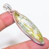 Natuurlijke Gouden Rutil Kwarts Edelsteen 925 Sterling Zilver Sieraden Hanger 2,76" AP-14162