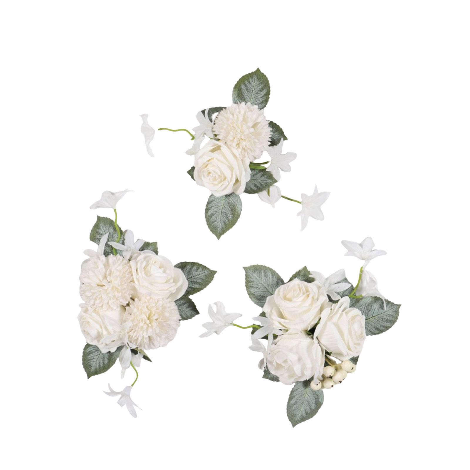 

3-piece Set Of Holiday Party Decorations: Artificial Flowers, Hanging Signs, Door And Wall Decorations, Wedding Chair Back Flower Decorations. One Size білий