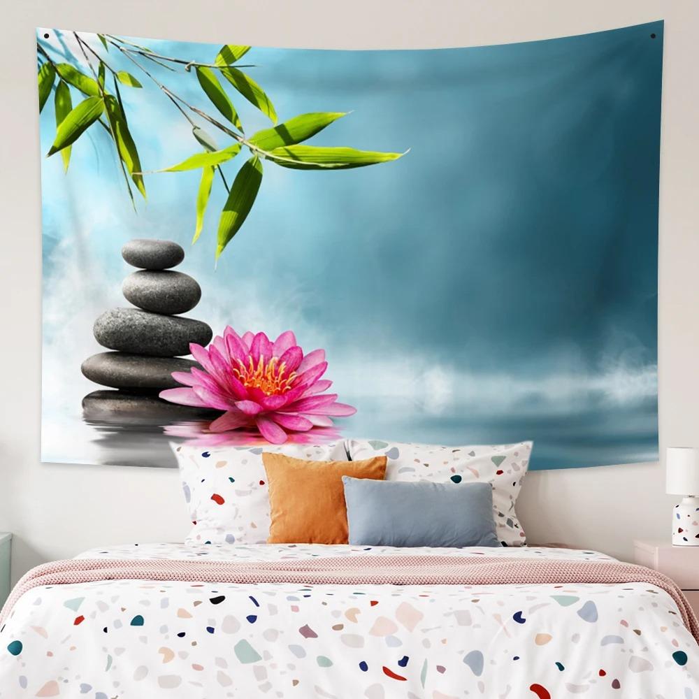Lotus Forest Tapestry Bohemian Bedroom Waterfall Pattern Background Cloth Home Decor Living Room Wall Hanging Cloth