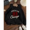 Sonbahar/Kış Erkek ve Kız Çocuk Kapüşonlu Sweatshirtler Chicago Dijital Baskılı Günlük Spor Üstler