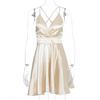 Elegant Bodycon Sexy Women's Dress for Women 2022 Summer Sleeveless Satin A-line Party Club Mini Pleated Dresses Woman Robe