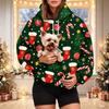 Damen Mode Weihnachtsdruck Hoodie mit Haustier-Tasche, Lässiger Pullover für Feiertagskleidung