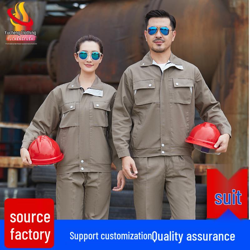Men's Long Sleeve Workwear Set - Durable Spring/Autumn Top for Auto Repair, Welding, Construction, and Labor Protection.