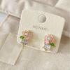 Elegant Forest-Style Zircon Pink Flower Stud Earrings: Delicate, Small, Exquisite, High-End Niche Design.