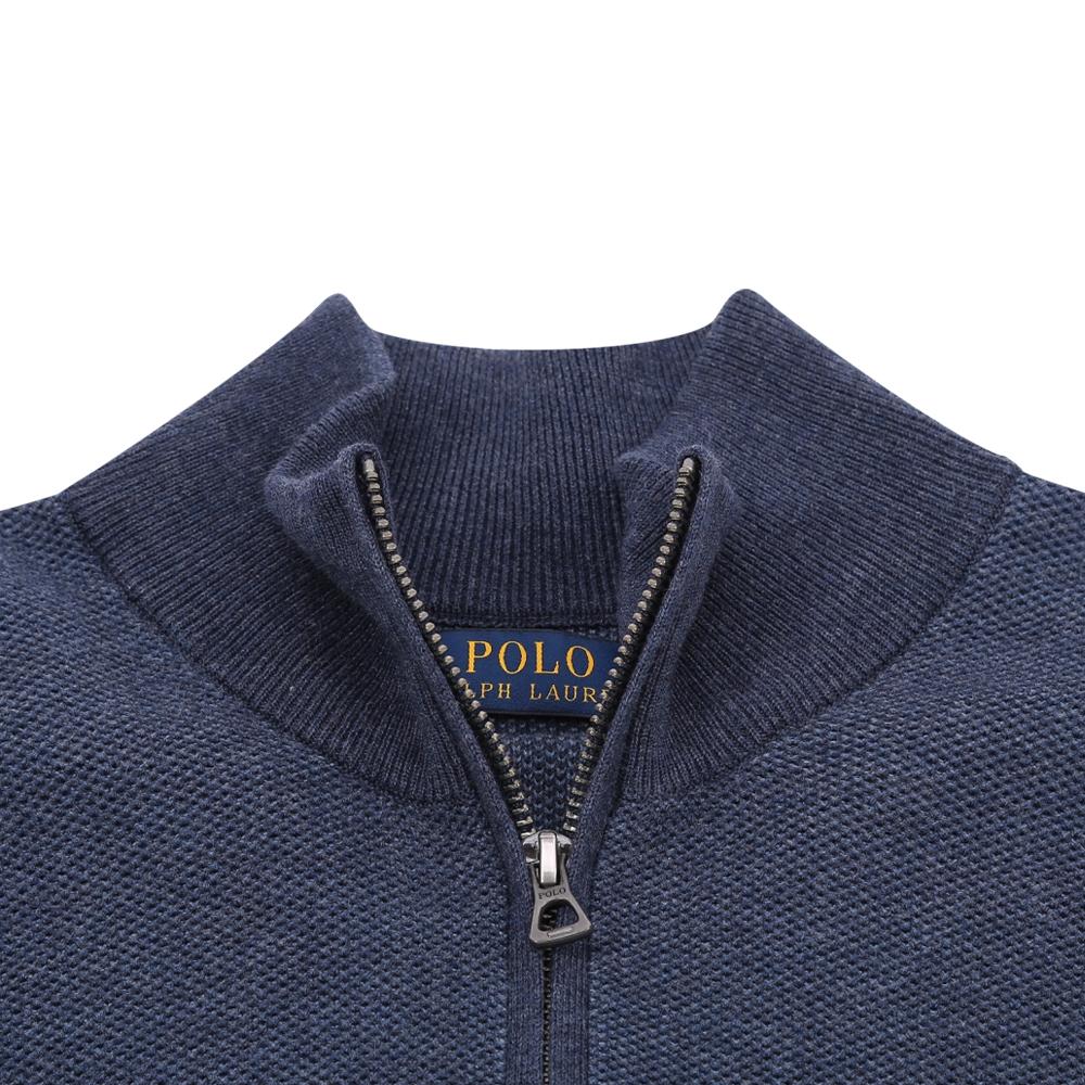 Polo Ralph Lauren FW23 Small Pony Logo Embroidered Half-Zip Knit Long Sleeve Sweatshirt Men Sweatshirt Navy-Blue MNPOSWE16820404-410