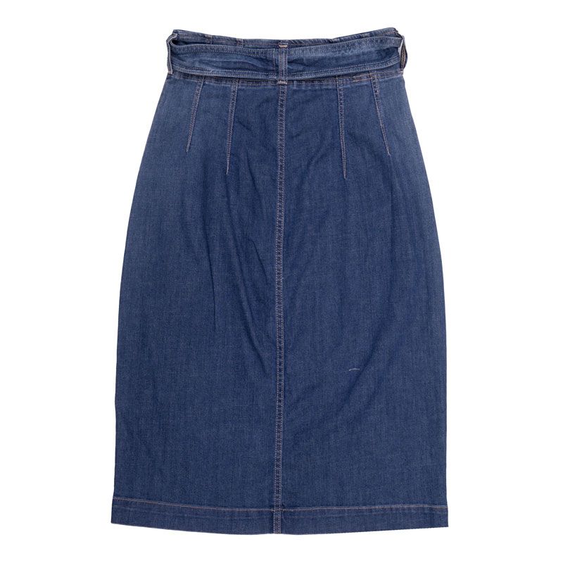 Jupe mi longue blue ajustée denim avec ceinture Femme PLEASE