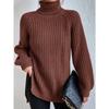 Autumn Winter Turtleneck Women Sweater New Fashion Loose Plus Size Casual Knitted Pullover Sweaters Solid Color Split Elegant Long Sleeve Sweater 1151