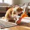 Turkey Feather Self-Balancing Cat Toy Wood Base Teasing Cat Toy Cat Tumbler Toy  Pet Supplies