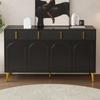 Sideboard mit goldenen Griffen und Beinen, 4 Türen, 4 Schubladen, mit abnehmbarer Laminatplatte, geeignet für Wohn- und Esszimmer, 140*38*82 cm.
