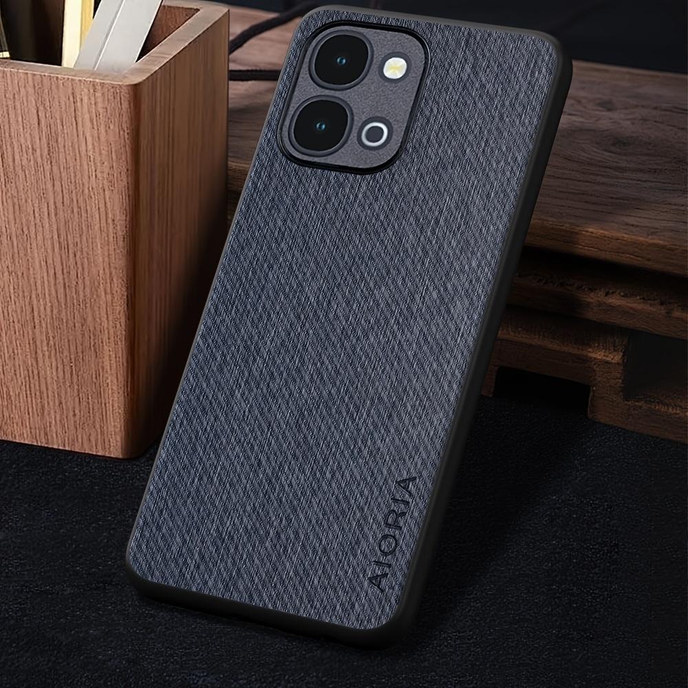 Phone Case: Case for Vivo IQOO Z11x 5G Global Version Case, Vintage Washed Twill Texture Synthetic Leather Protective Back Cover