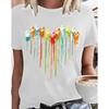 Women Summer T Shirt Retro Fashion Short Sleeve Tees Casual Colorful Love Printed  Tops