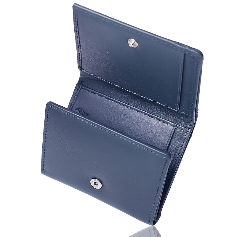 

[mieno] wallet mini wallet compact men s ladies [Selected genuine leather x tri-fold x compact] (jeans blue)