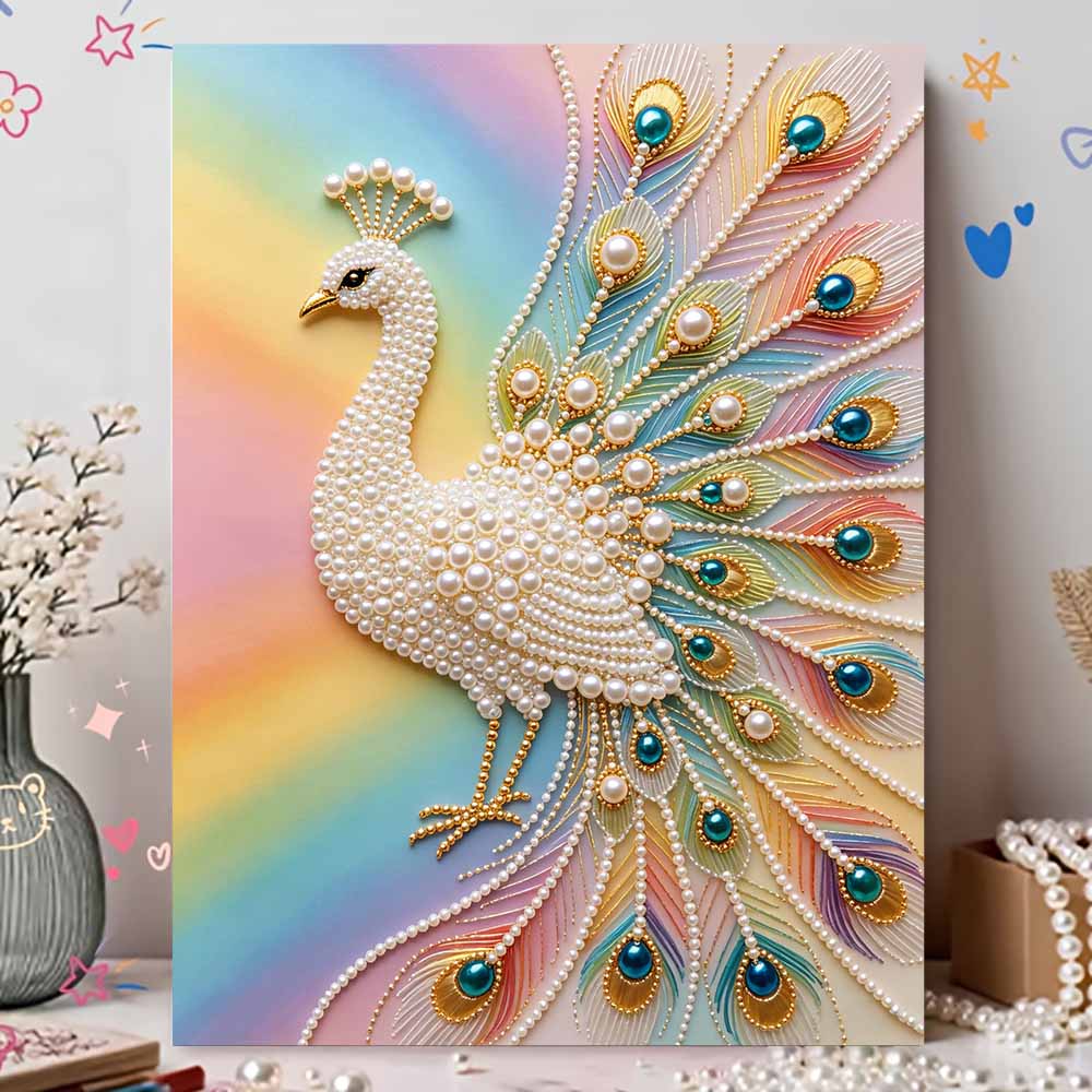 Pearl DIY Art Painting Elegant Peacock Handcrafted Picture Indoor Wall Ornament Relaxing Leisure Hobby Exquisite Home Decoration Gift