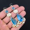 Gift For Women Drop/Dangle Earrings 925 Silver Natural Blue Topaz Gemstone