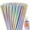 300/500pcs Gradient Color Straws, 0.23*7.75 Inches, Laser-coated Paper Disposable Straws, Paper Straws, Non-toxic and Odorless