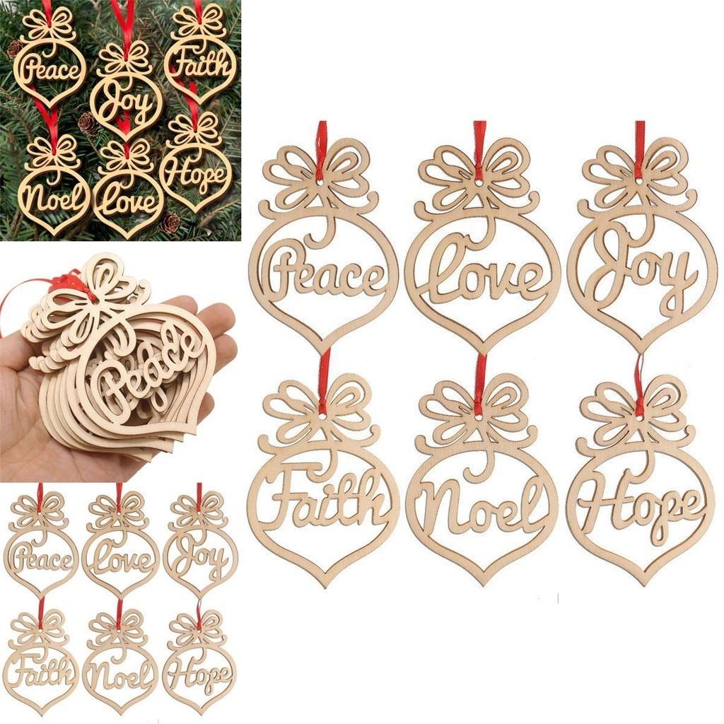 6pcs Christmas Decoration Wooden Pendants Unique Xmas Tree Hanging Ornament Collection