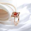 Vollständige Einlage, funkelnder Zirkon, rot, geometrisch, quadratische Ringe, ethnischer Hochzeitsschmuck für Frauen, passende Ohrringe